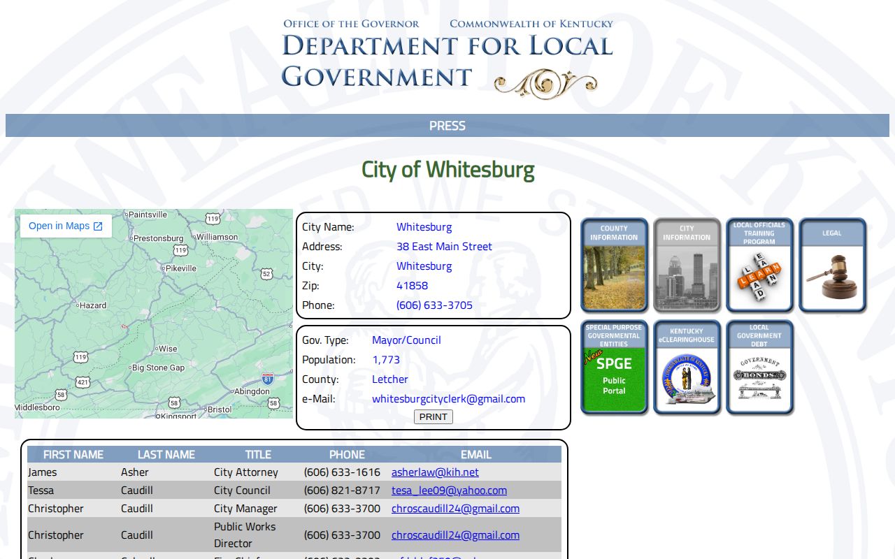 Official Whitesburg city record for arrest and busted mugshot routing